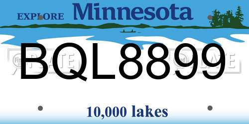 BQL8899 Minnesota License Plate