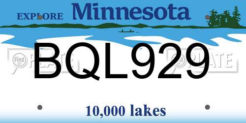 BQL929 Minnesota License Plate