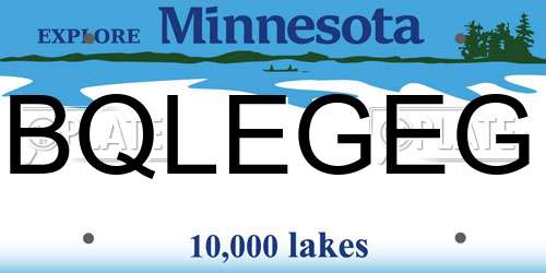 BQLEGEG Minnesota License Plate