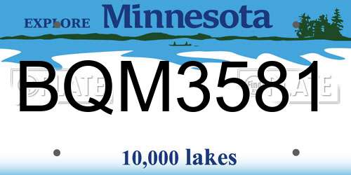 BQM3581 Minnesota License Plate