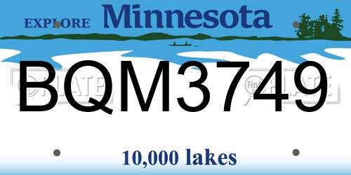 BQM3749 Minnesota License Plate