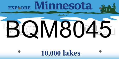 BQM8045 Minnesota License Plate