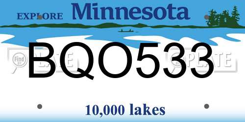 BQO533 Minnesota License Plate