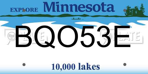 BQO53E Minnesota License Plate