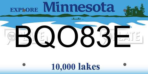 BQO83E Minnesota License Plate
