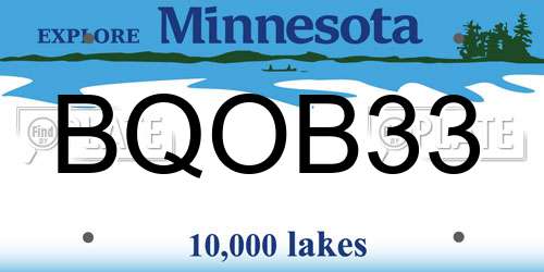 BQOB33 Minnesota License Plate