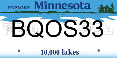 BQOS33 Minnesota License Plate
