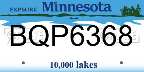 BQP6368 Minnesota License Plate