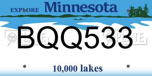 BQQ533 Minnesota License Plate
