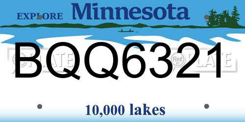 BQQ6321 Minnesota License Plate