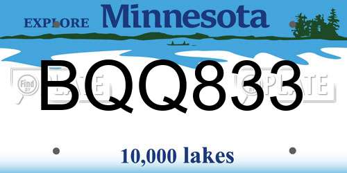 BQQ833 Minnesota License Plate