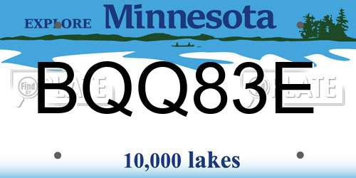 BQQ83E Minnesota License Plate