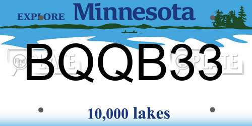 BQQB33 Minnesota License Plate
