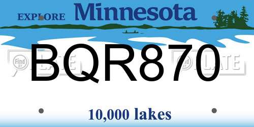 BQR870 Minnesota License Plate