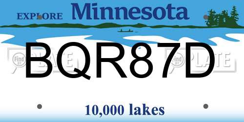 BQR87D Minnesota License Plate