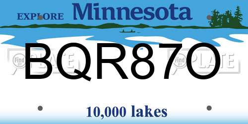 BQR87O Minnesota License Plate