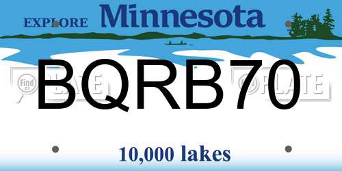 BQRB70 Minnesota License Plate