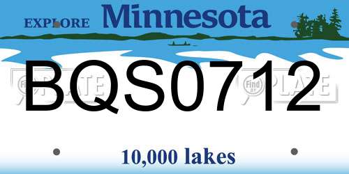 BQS0712 Minnesota License Plate