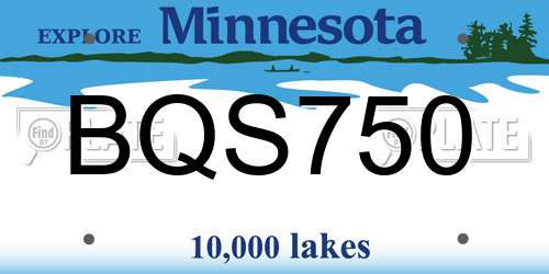 BQS750 Minnesota License Plate