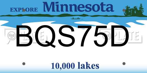 BQS75D Minnesota License Plate