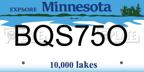 BQS75O Minnesota License Plate