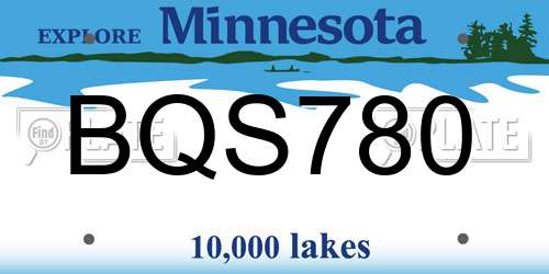 BQS780 Minnesota License Plate
