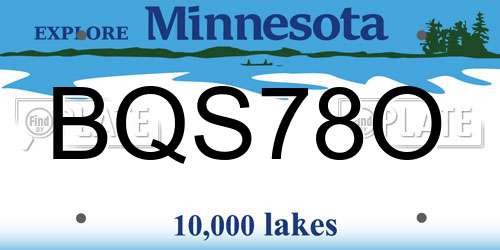 BQS78O Minnesota License Plate
