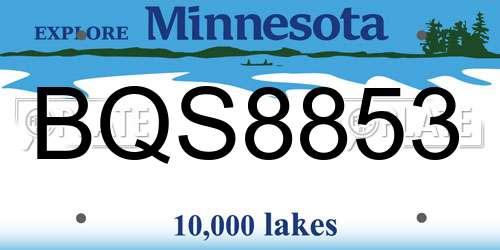 BQS8853 Minnesota License Plate