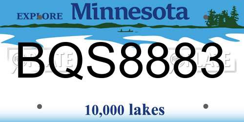 BQS8883 Minnesota License Plate