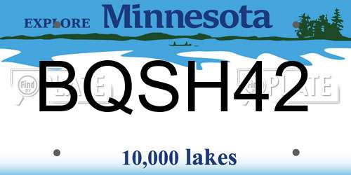 BQSH42 Minnesota License Plate
