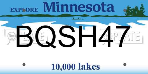 BQSH47 Minnesota License Plate