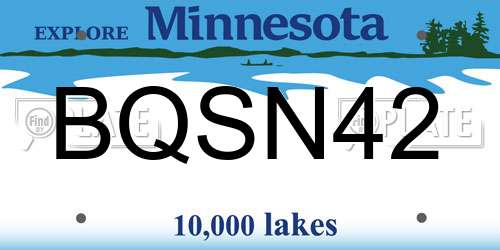 BQSN42 Minnesota License Plate