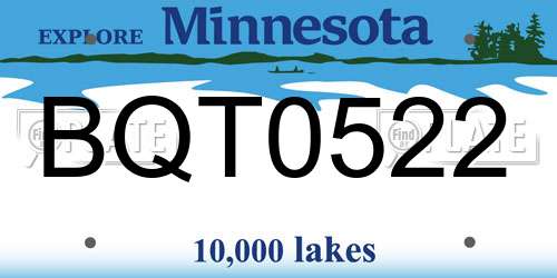 BQT0522 Minnesota License Plate