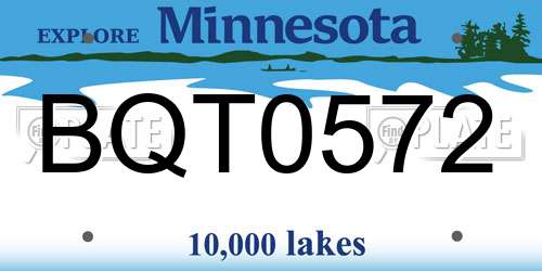 BQT0572 Minnesota License Plate