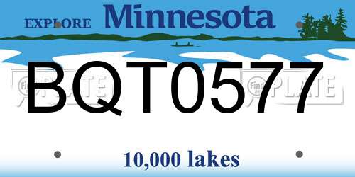 BQT0577 Minnesota License Plate