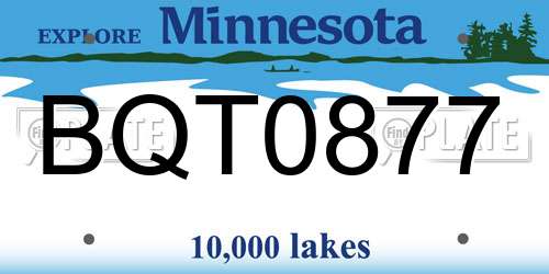 BQT0877 Minnesota License Plate
