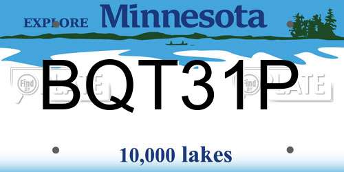 BQT31P Minnesota License Plate