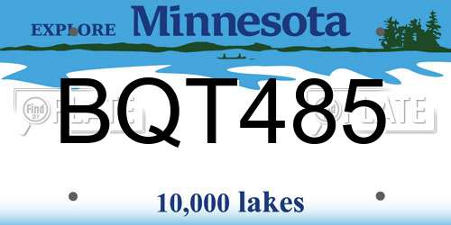 BQT485 Minnesota License Plate