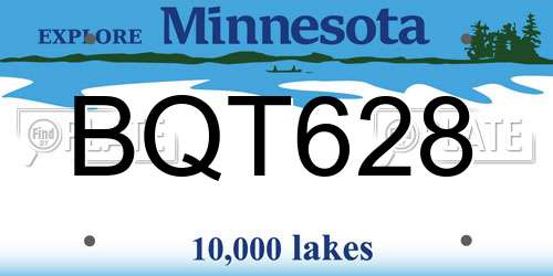 BQT628 Minnesota License Plate