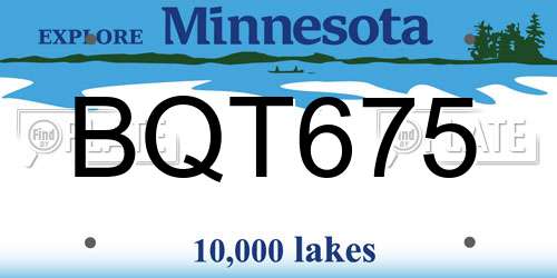 BQT675 Minnesota License Plate