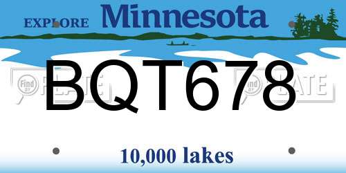 BQT678 Minnesota License Plate