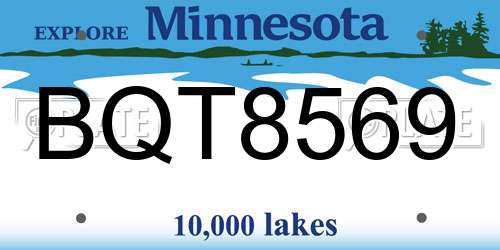 BQT8569 Minnesota License Plate