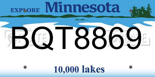 BQT8869 Minnesota License Plate