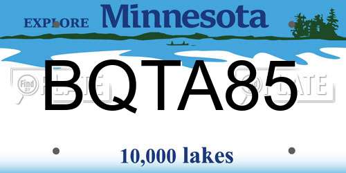 BQTA85 Minnesota License Plate