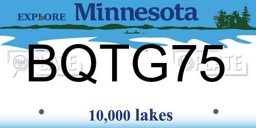 BQTG75 Minnesota License Plate