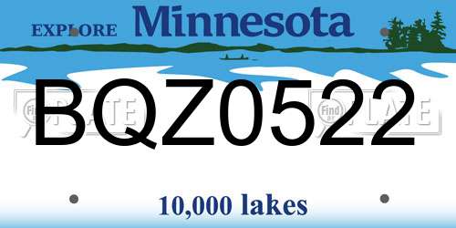 BQZ0522 Minnesota License Plate