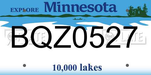BQZ0527 Minnesota License Plate