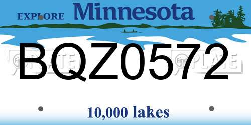 BQZ0572 Minnesota License Plate