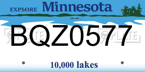 BQZ0577 Minnesota License Plate