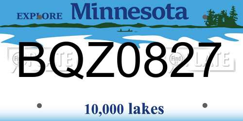BQZ0827 Minnesota License Plate